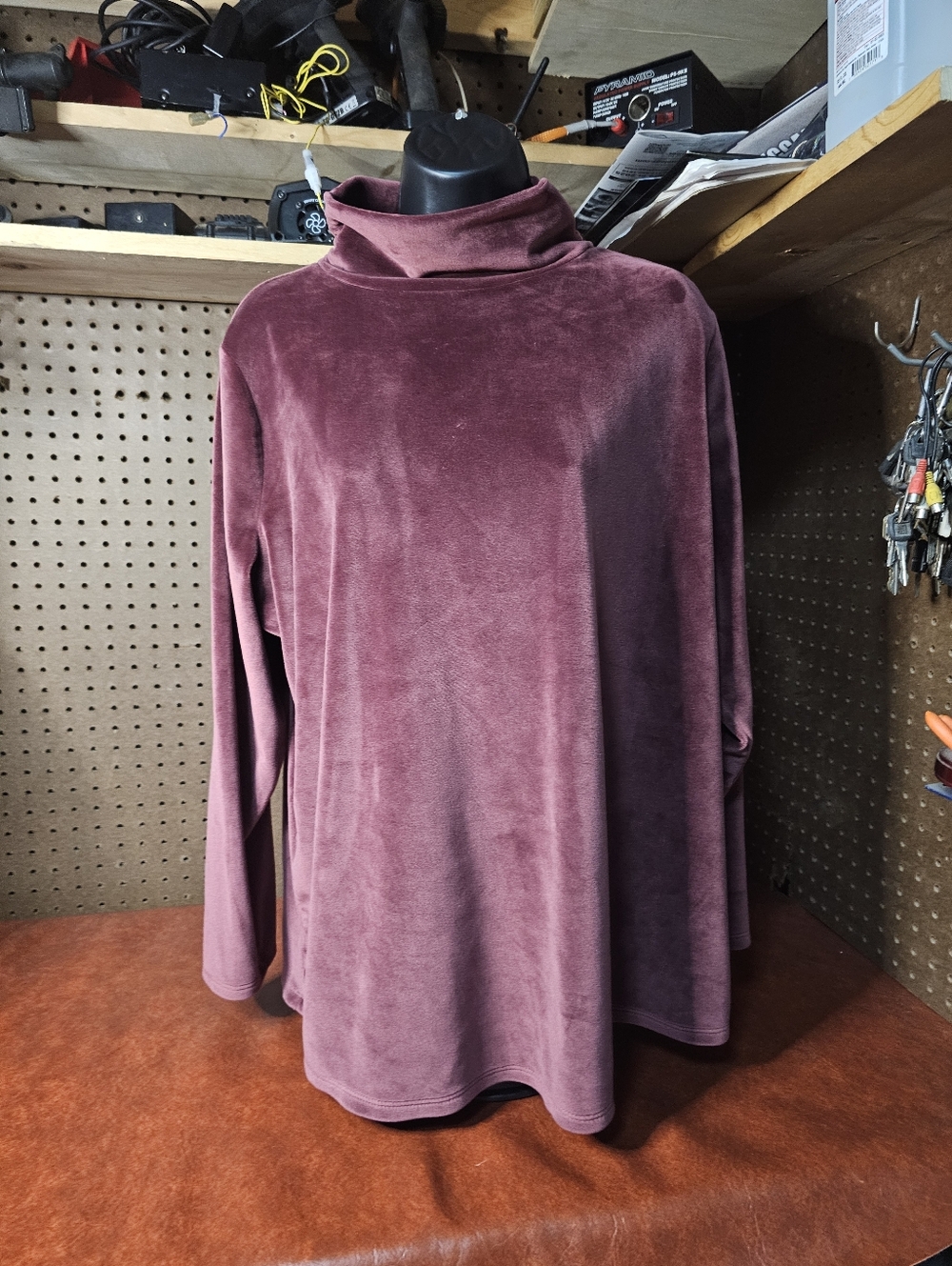 Belle by Kim Gravel Belleour Ruched Turtleneck Top Port Wine Size 1X